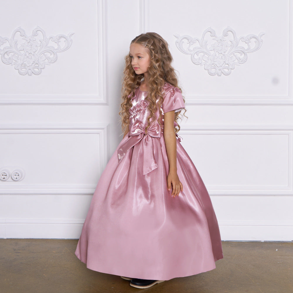 Princess & Fairy A-line Maxi Satin Dress for Girls | Formal Party & Wedding Gown