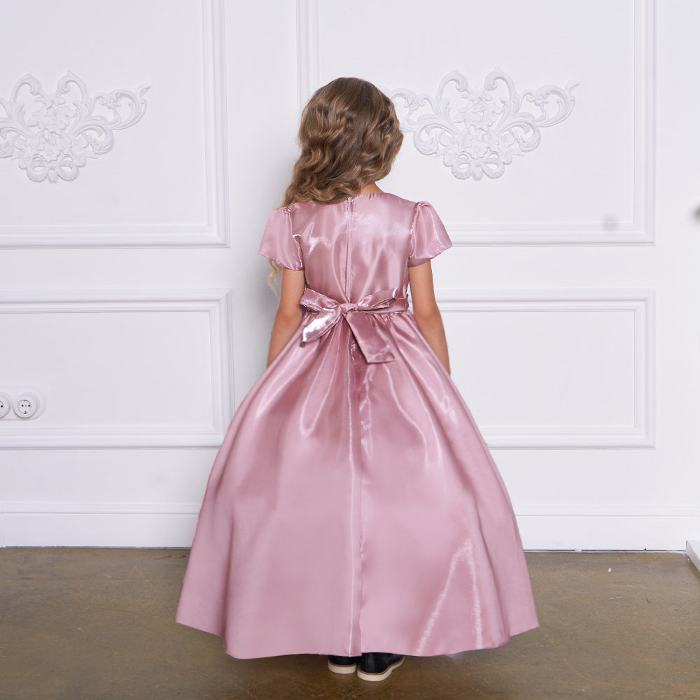 Princess & Fairy A-line Maxi Satin Dress for Girls | Formal Party & Wedding Gown