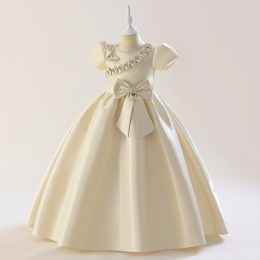 Princess & Fairy A-line Maxi Satin Dress for Girls | Formal Party & Wedding Gown