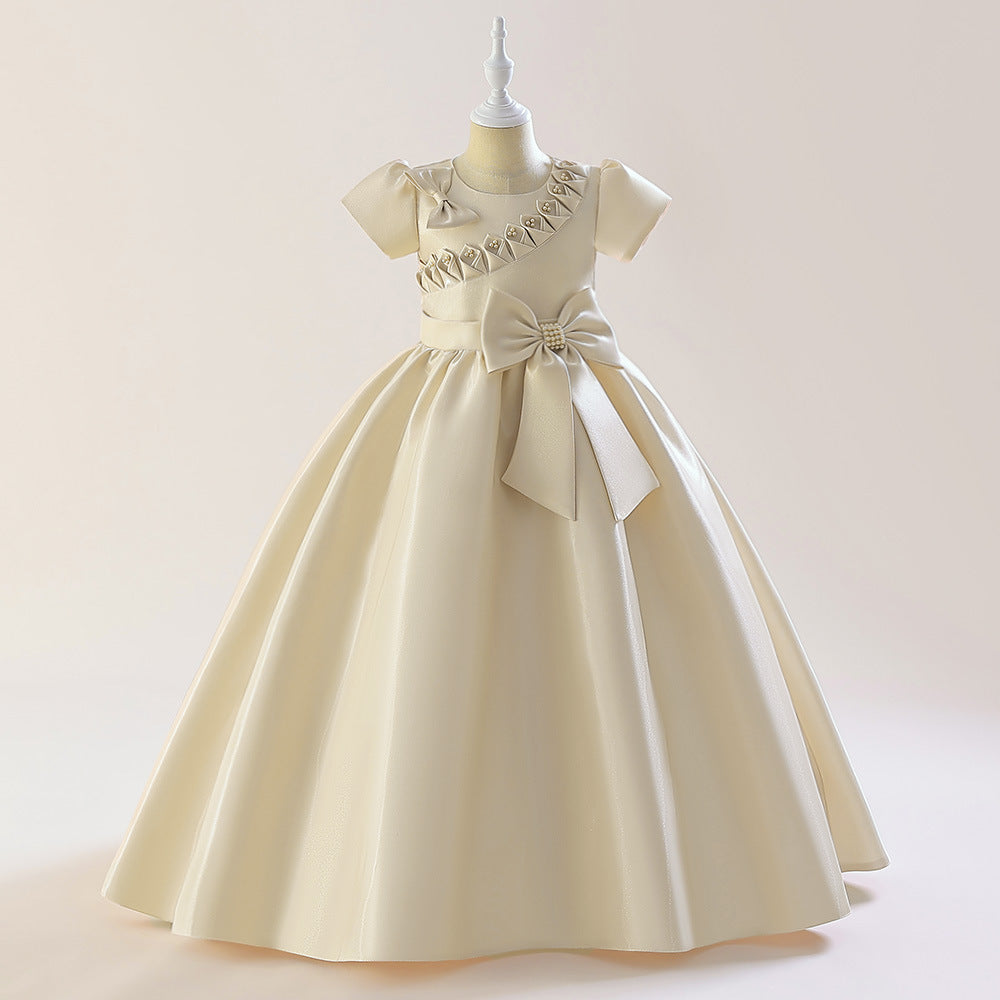 Princess & Fairy A-line Maxi Satin Dress for Girls | Formal Party & Wedding Gown