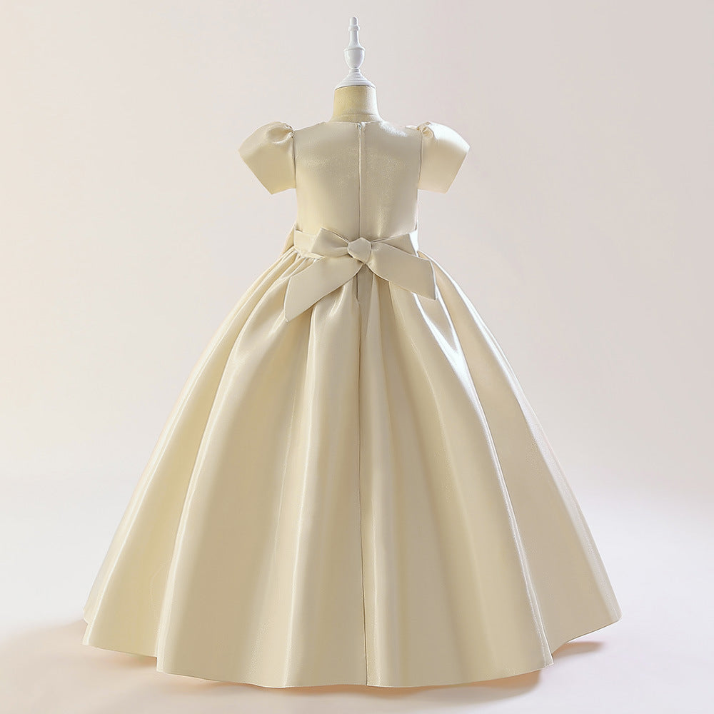 Princess & Fairy A-line Maxi Satin Dress for Girls | Formal Party & Wedding Gown