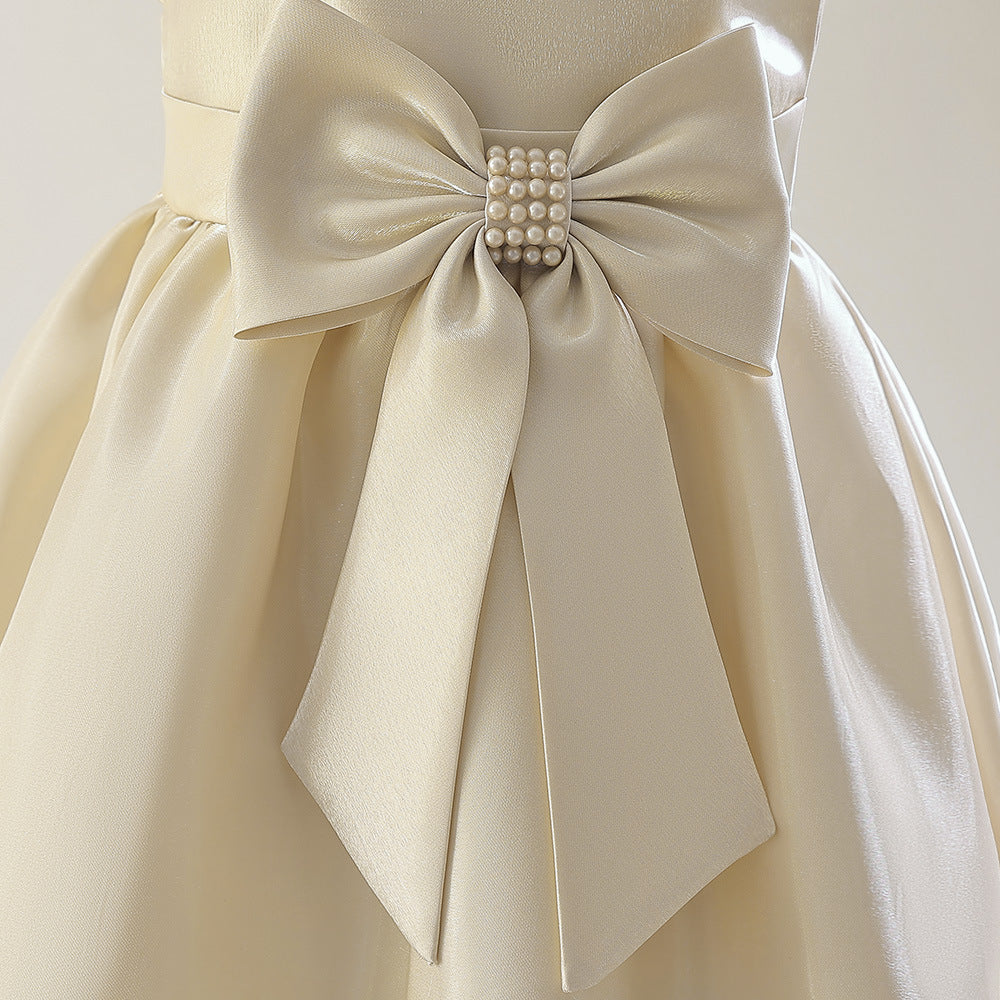 Princess & Fairy A-line Maxi Satin Dress for Girls | Formal Party & Wedding Gown