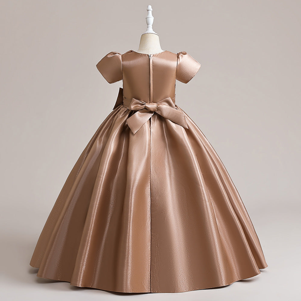 Princess & Fairy A-line Maxi Satin Dress for Girls | Formal Party & Wedding Gown