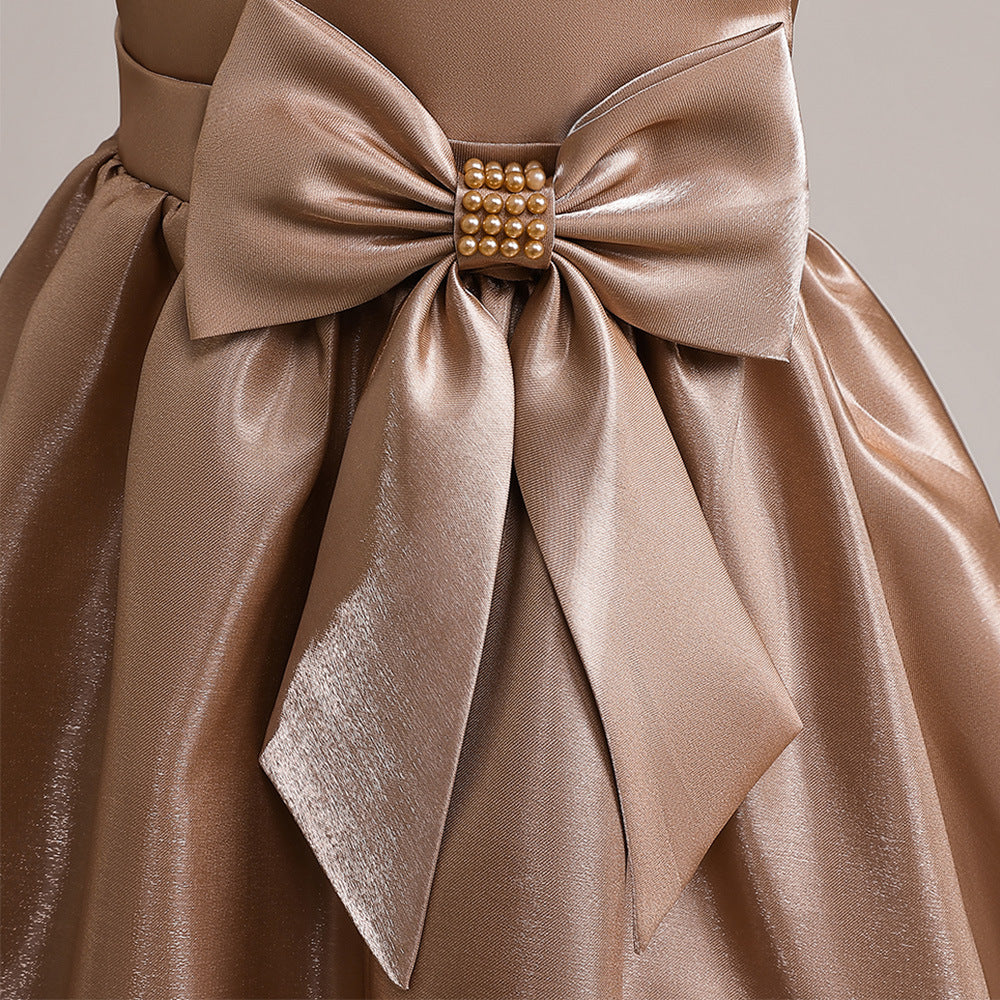Princess & Fairy A-line Maxi Satin Dress for Girls | Formal Party & Wedding Gown