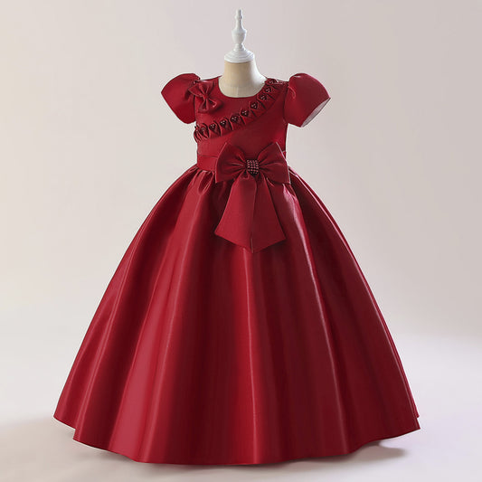 Princess & Fairy A-line Maxi Satin Dress for Girls | Formal Party & Wedding Gown