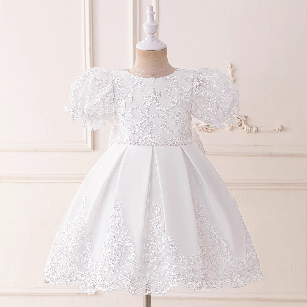 Princess Lace Puff Ball Gown for Girls – Flower Girl & Party Dress