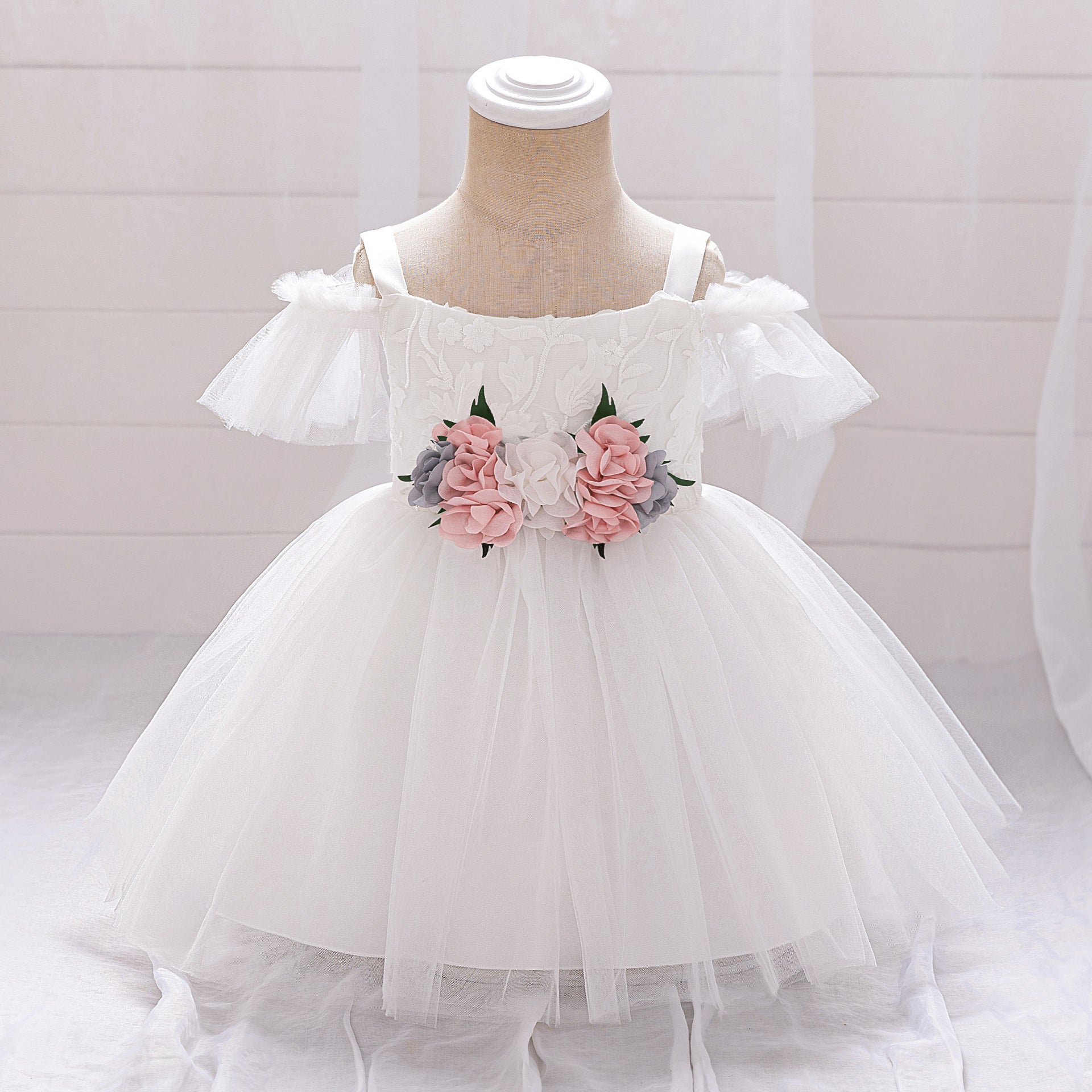 Off-Shoulder Princess Puffy Ball Gown Dress for Kids | Flower Girl & Birthday Party