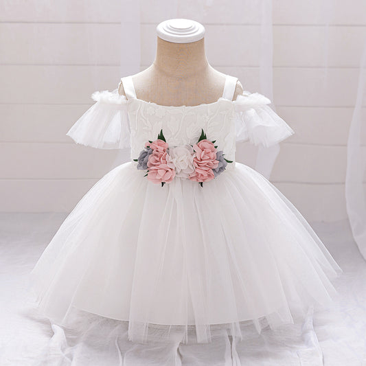 Off-Shoulder Princess Puffy Ball Gown Dress for Kids | Flower Girl & Birthday Party