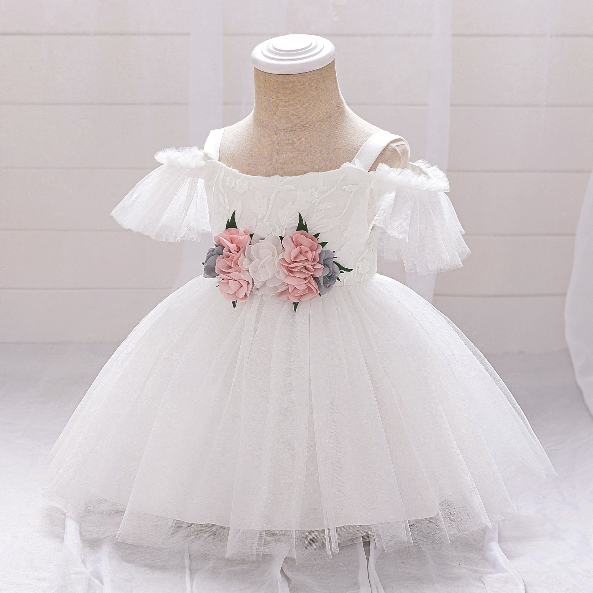Off-Shoulder Princess Puffy Ball Gown Dress for Kids | Flower Girl & Birthday Party