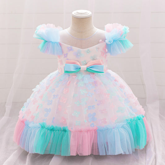 Princess Puffy Ball Gown Tulle Dress for Girls - Multicolor Fairy Party & Flower Girl Outfit