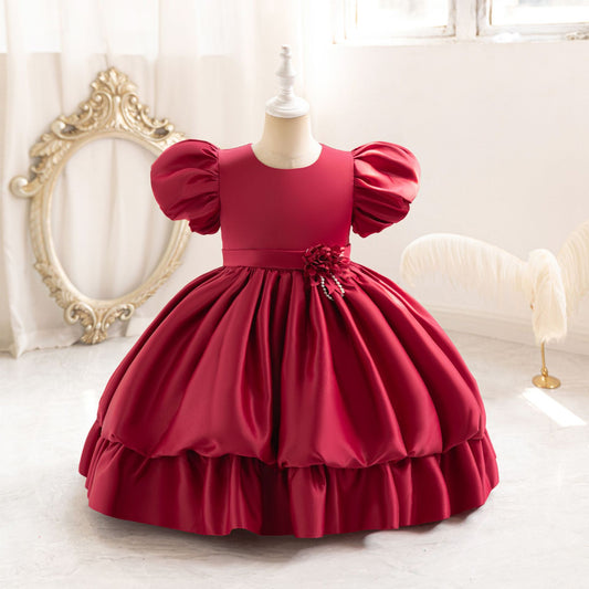 Princess Puffy Tea Length Ball Gown Dress for Girls | Fairy Style Party Dress