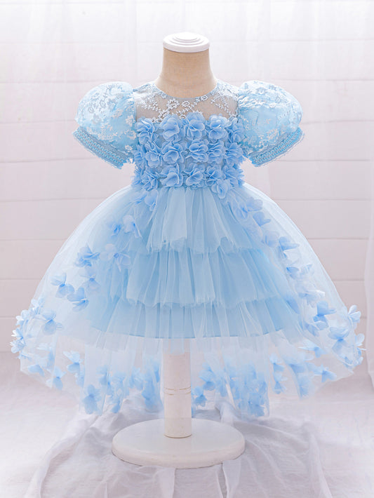 Princess Puffy High-Low Tulle Ball Gown for Girls – Party, Wedding & Event Dress (9M-4Y)