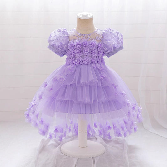 Princess Puffy High-Low Tulle Ball Gown for Girls – Party, Wedding & Event Dress (9M-4Y)