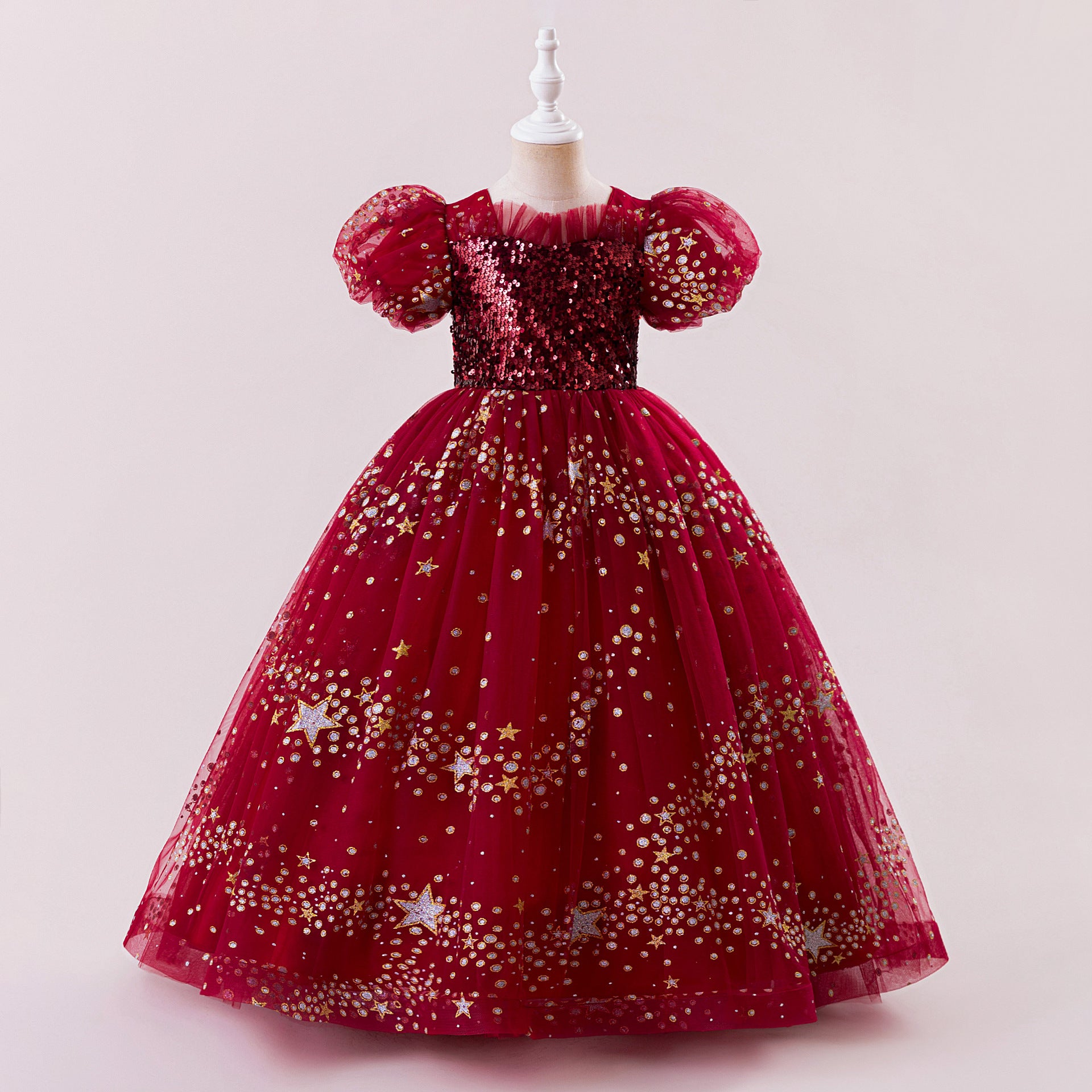 Princess Puffy Sequin Ball Gown for Girls – Formal & Celebration Dress