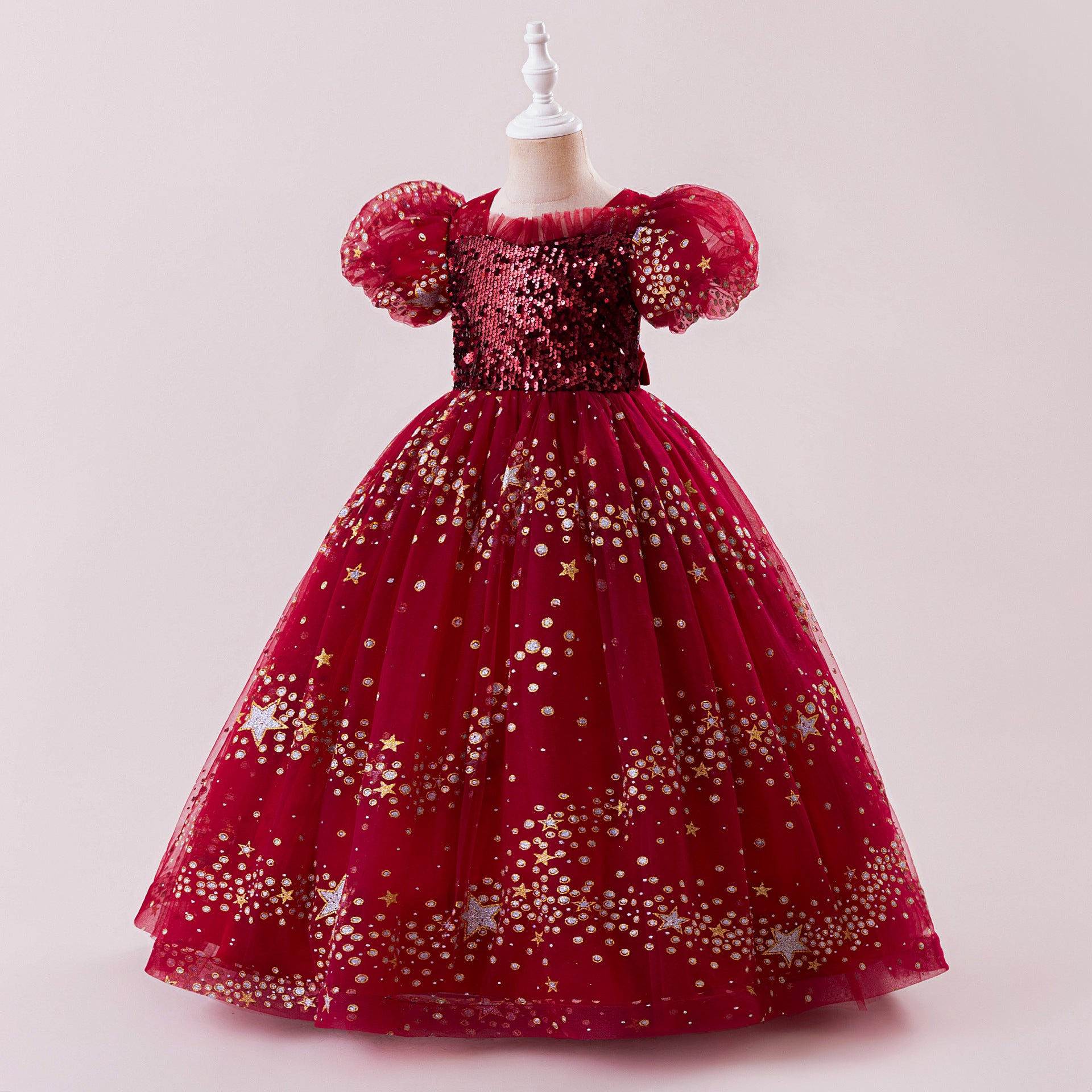 Princess Puffy Sequin Ball Gown for Girls – Formal & Celebration Dress