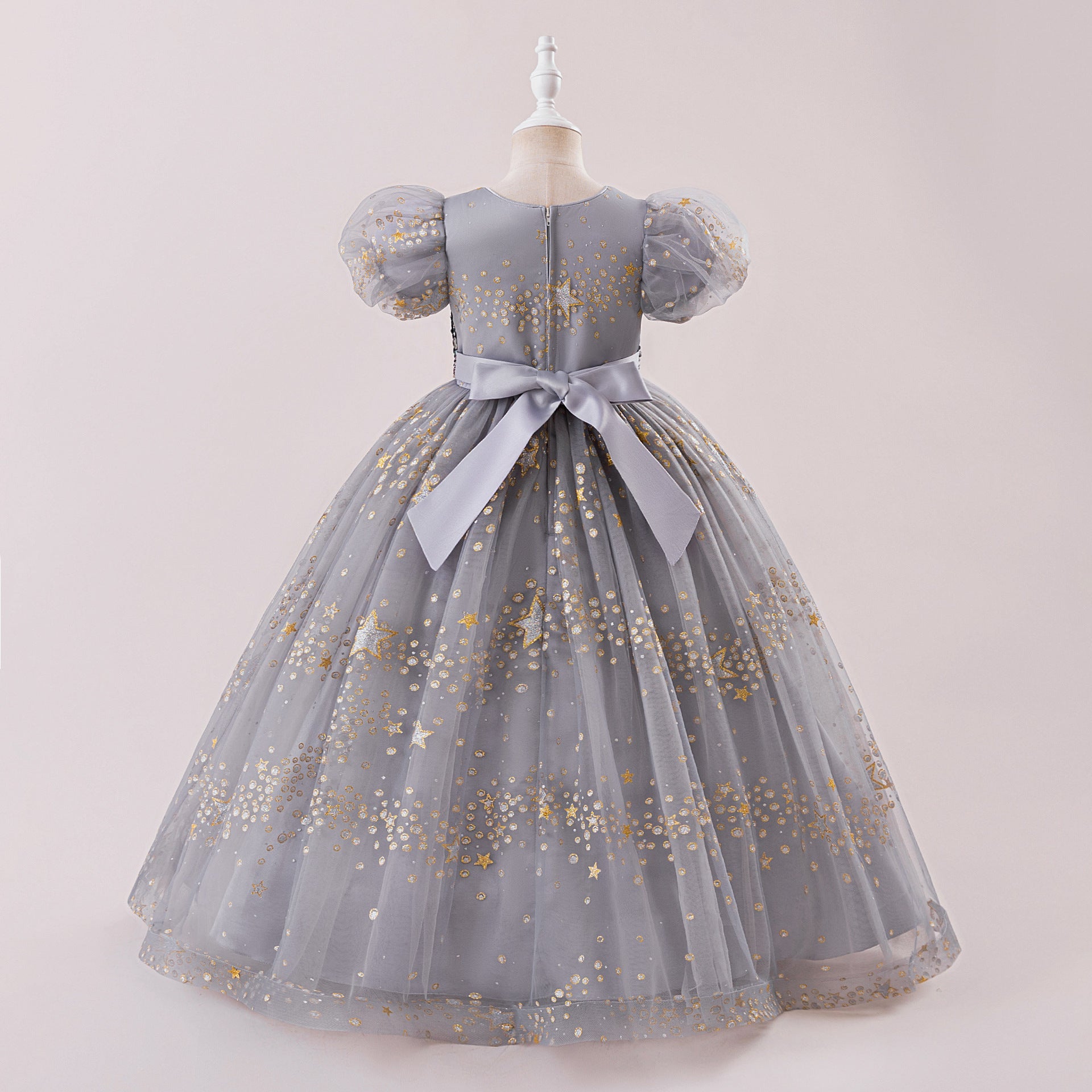 Princess Puffy Sequin Ball Gown for Girls – Formal & Celebration Dress
