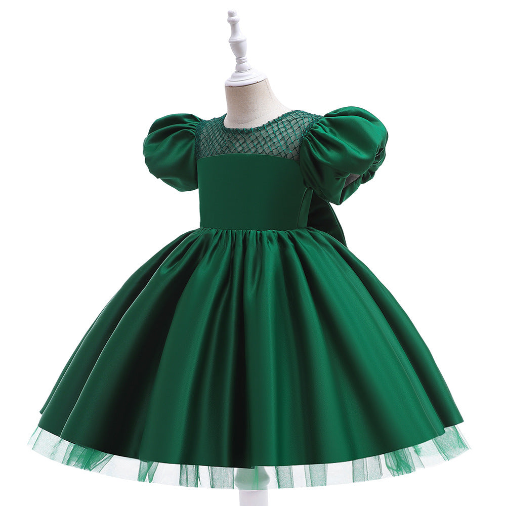 Princess Puffy Sleeve Tea-Length Ball Gown Dress for Girls | Special Occasion Dress