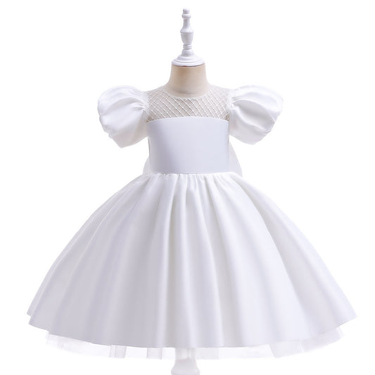 Princess Puffy Sleeve Tea-Length Ball Gown Dress for Girls | Special Occasion Dress