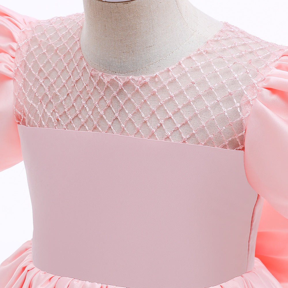Princess Puffy Sleeve Tea-Length Ball Gown Dress for Girls | Special Occasion Dress