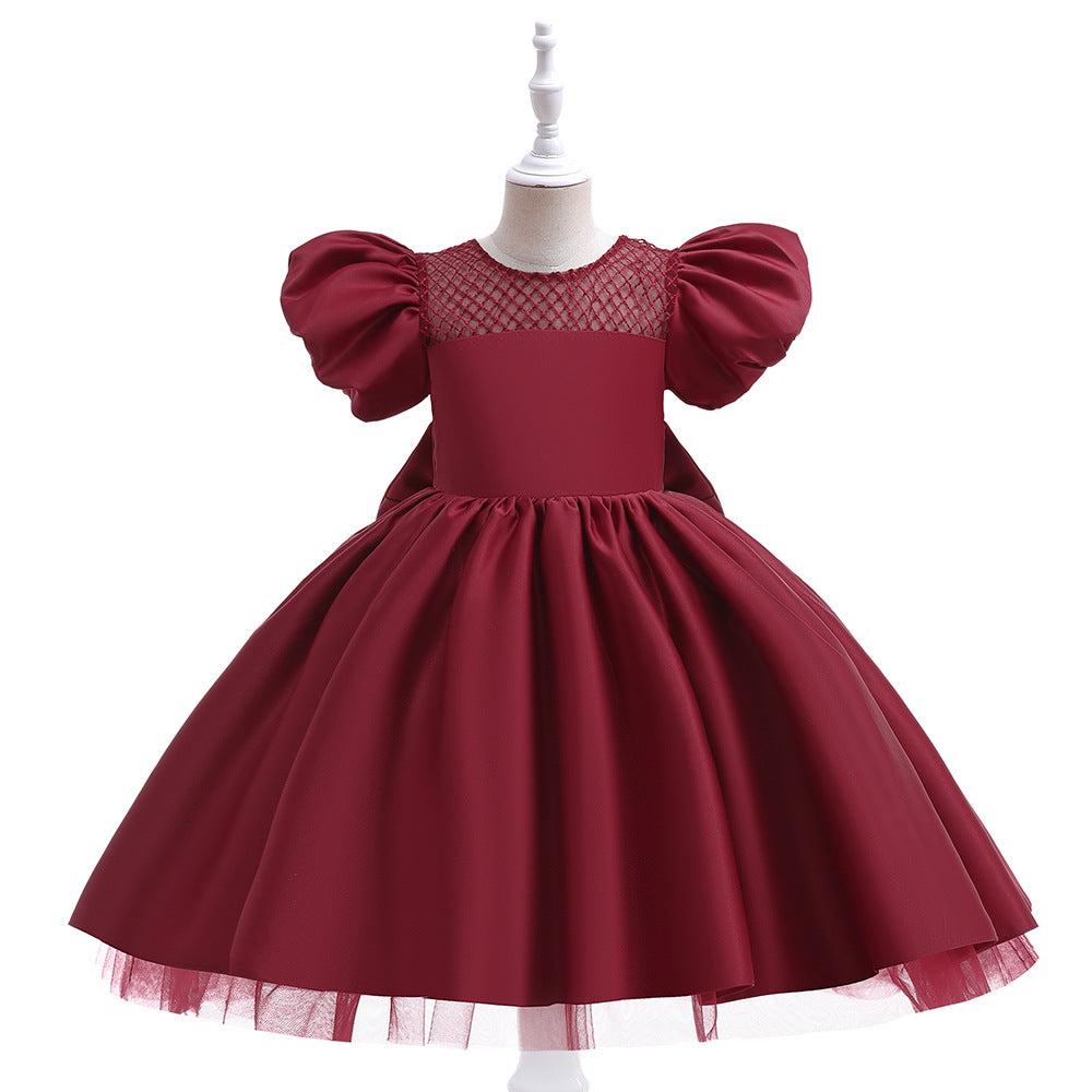 Princess Puffy Sleeve Tea-Length Ball Gown Dress for Girls | Special Occasion Dress