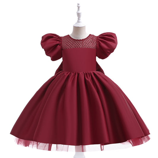 Princess Puffy Sleeve Tea-Length Ball Gown Dress for Girls | Special Occasion Dress