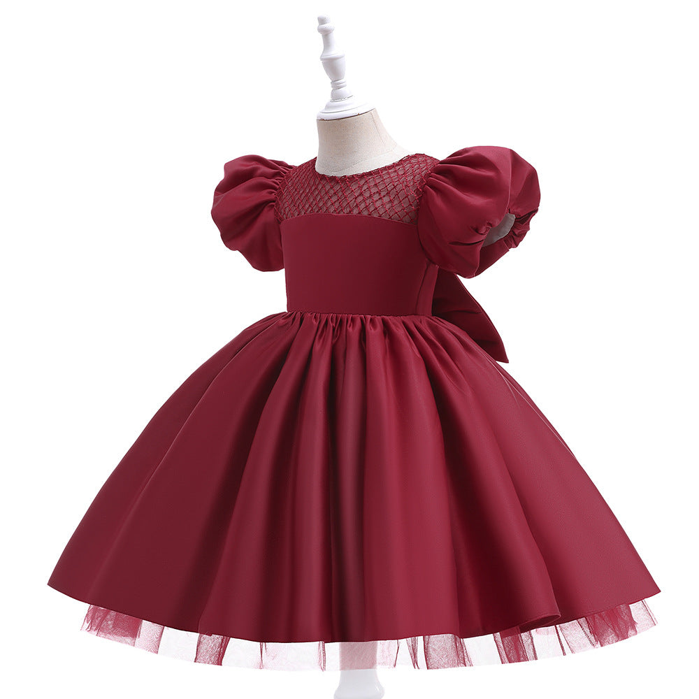 Princess Puffy Sleeve Tea-Length Ball Gown Dress for Girls | Special Occasion Dress