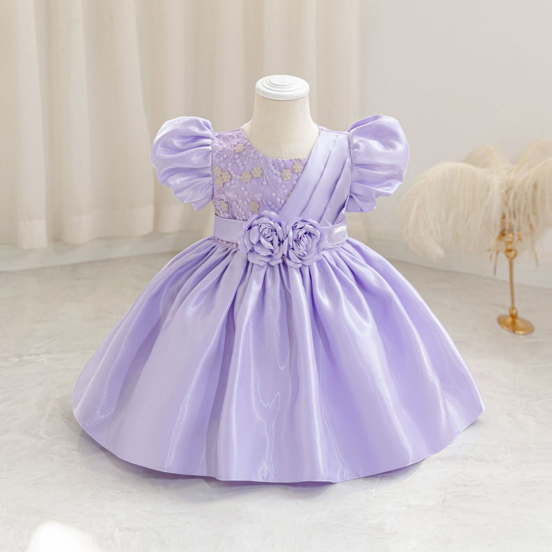 Frocklet Princess Ball Gown Puffy Sleeve Dress for Toddlers – Flower Girl & Party Wear 10