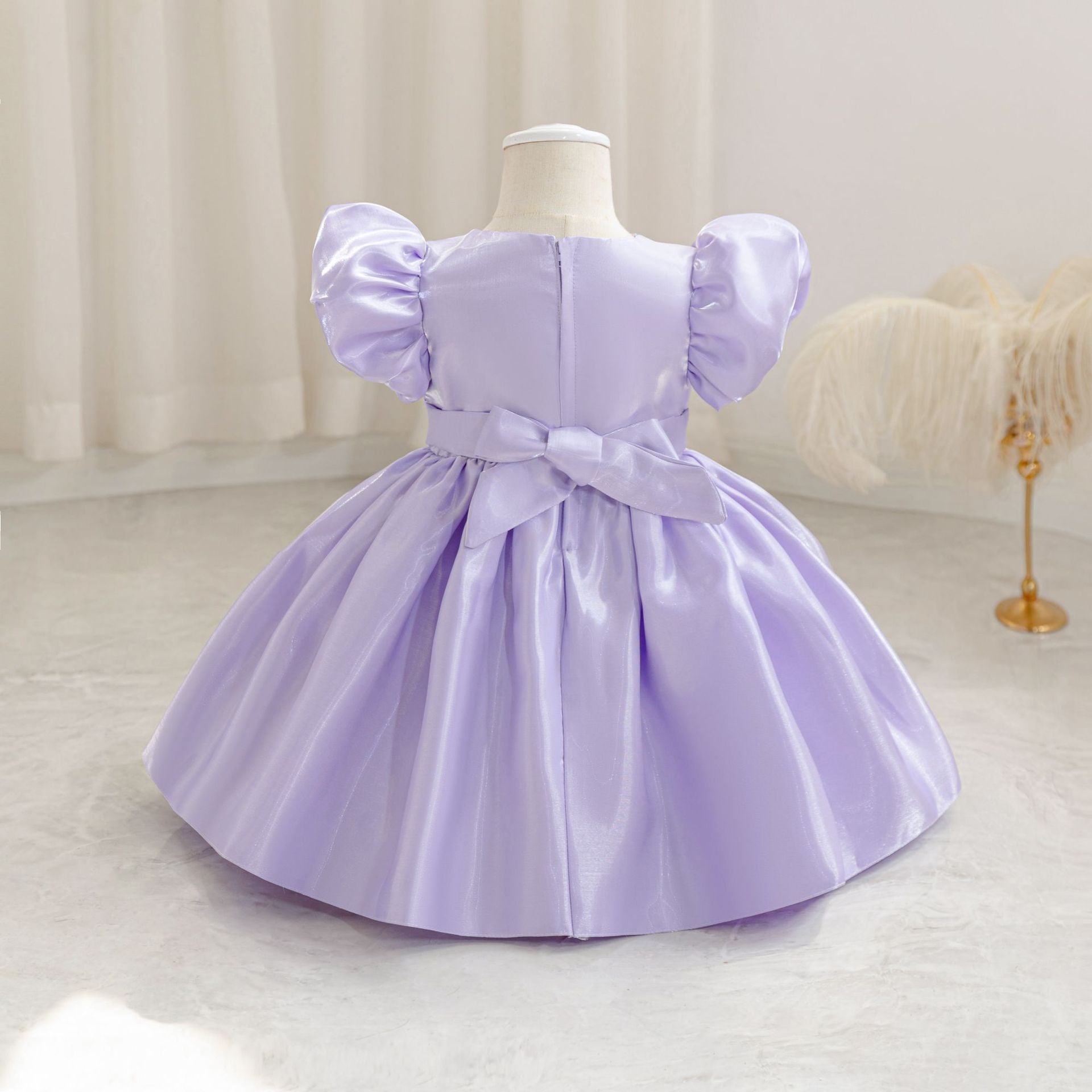 Princess Ball Gown Puffy Sleeve Dress for Toddlers – Flower Girl & Party Wear