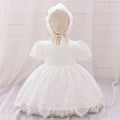 Princess Puffy Sleeve Lace Baptism Dress for Baby Girls