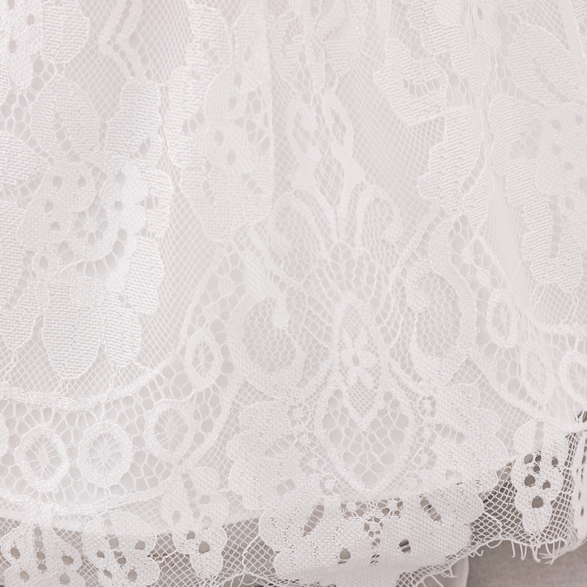 Princess Puffy Sleeve Lace Ball Gown Dress for Baby Girls - White Christening & Party Wear