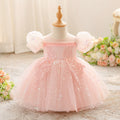 Princess Puffy Sleeve Tulle Ball Gown with Bows for Girls