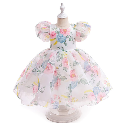 Princess Puffy Ball Gown Dress for Girls – Tea Length Party & Flower Girl Dress