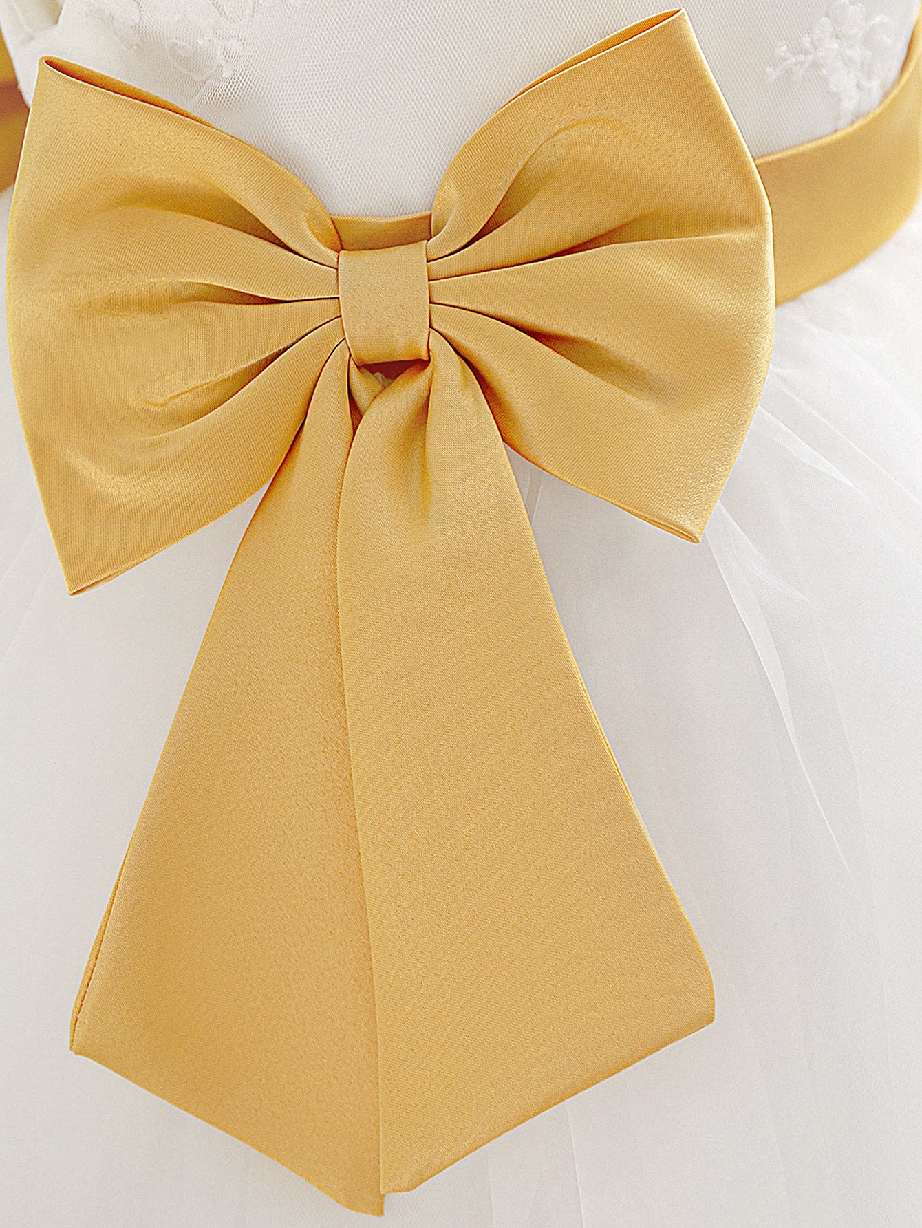 Frocklet Puffy Ball Gown Tea-Length Infant Dress with Lace & Bowknot | Baby Girl Formal White Dress 8