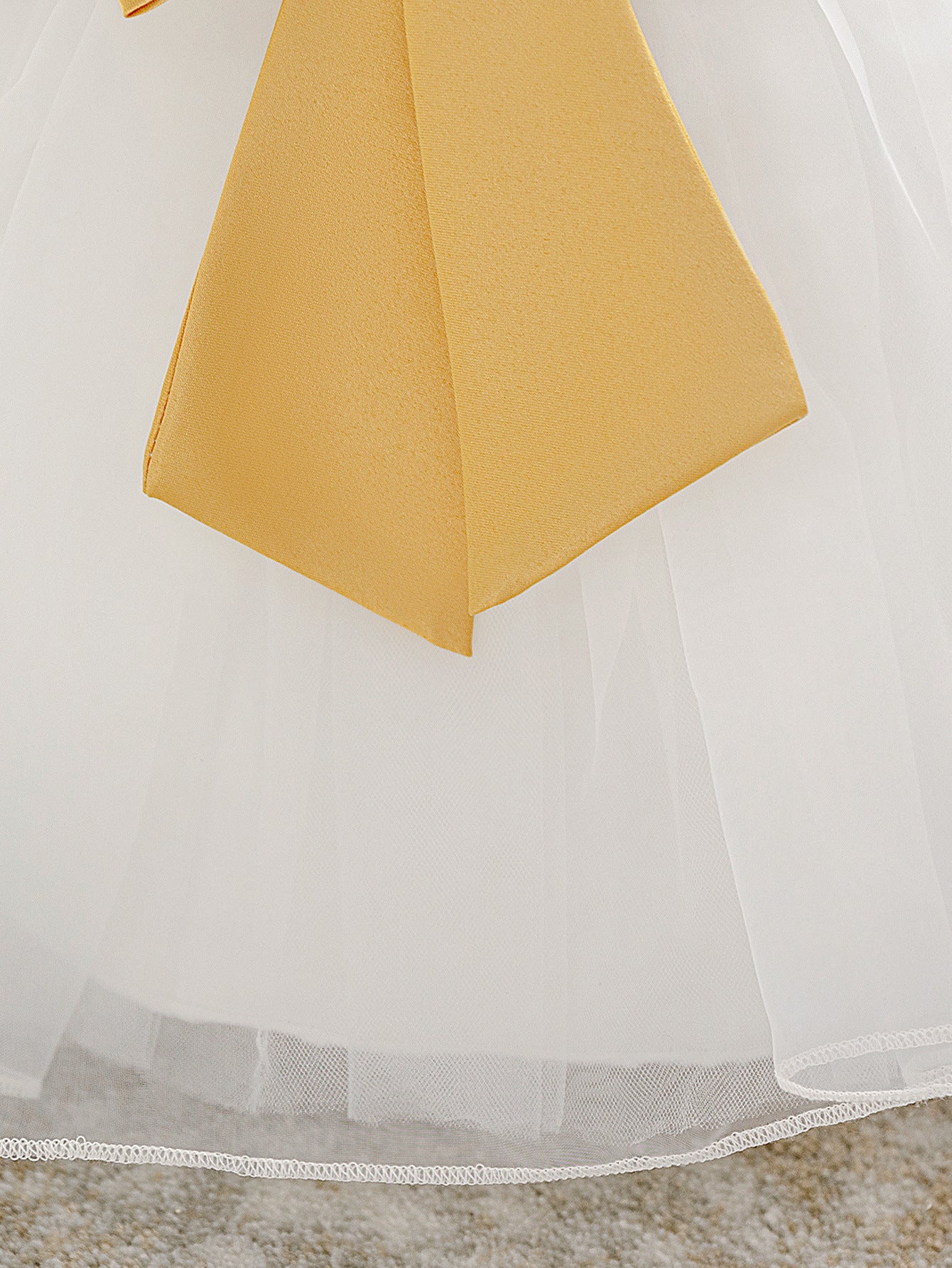 Frocklet Puffy Ball Gown Tea-Length Infant Dress with Lace & Bowknot | Baby Girl Formal White Dress 9