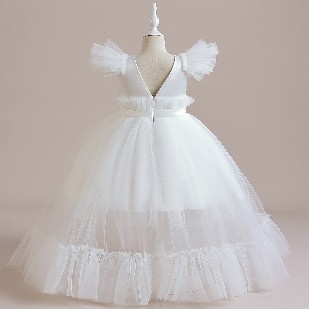 Princess Tulle Tea Length Flower Girl Dress – Fairytale Kids Party & Wedding Gown