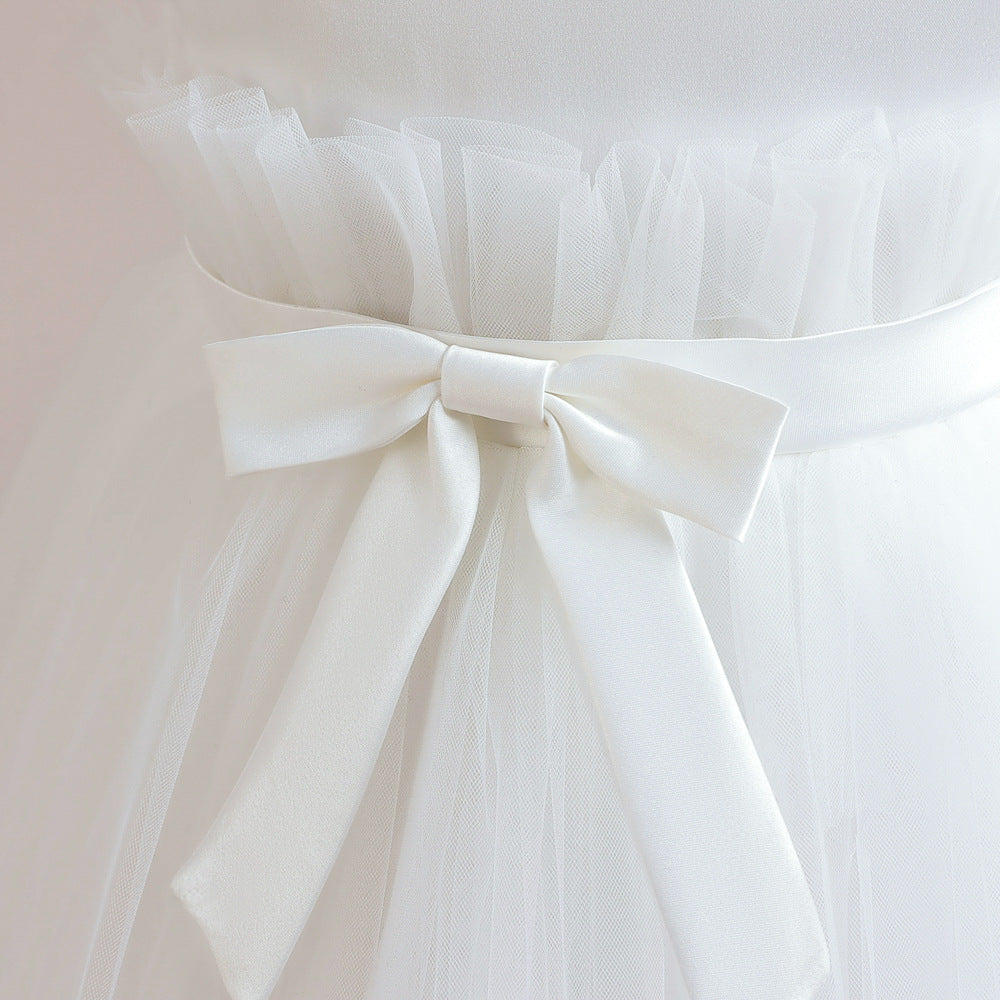 Princess Tulle Tea Length Flower Girl Dress – Fairytale Kids Party & Wedding Gown