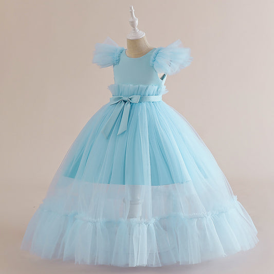 Princess Tulle Tea Length Flower Girl Dress – Fairytale Kids Party & Wedding Gown