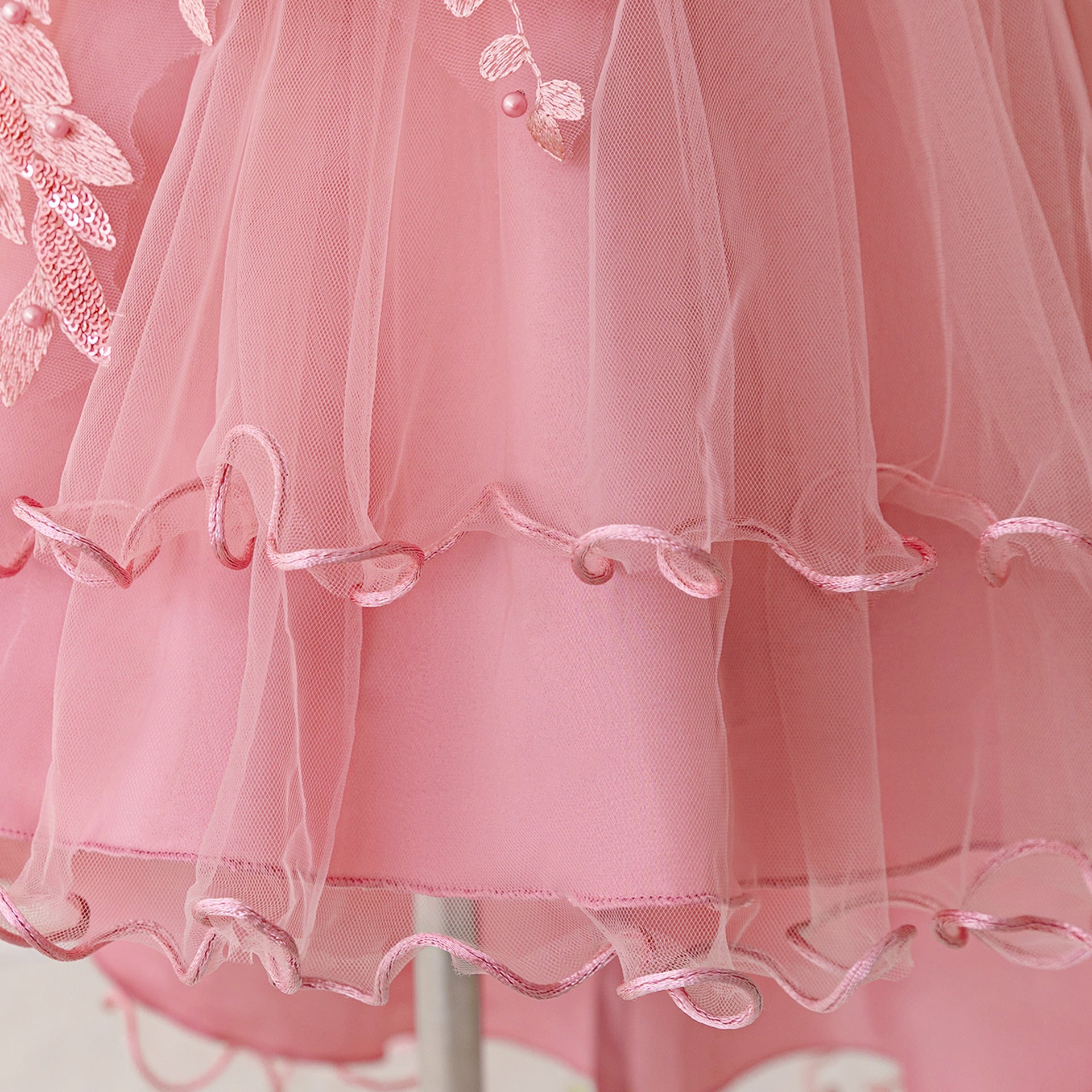 Puffy High-Low Princess Dress for Girls | Off Shoulder Mesh Gown Ages 3-12