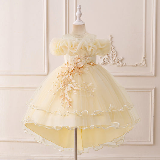 Puffy High-Low Princess Dress for Girls | Off Shoulder Mesh Gown Ages 3-12