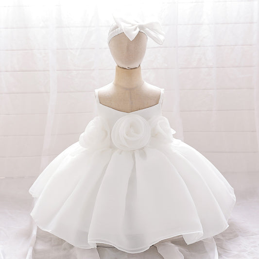 Cute Off-Shoulder Puffy Mesh Baby Ball Gown Dress for Special Occasions