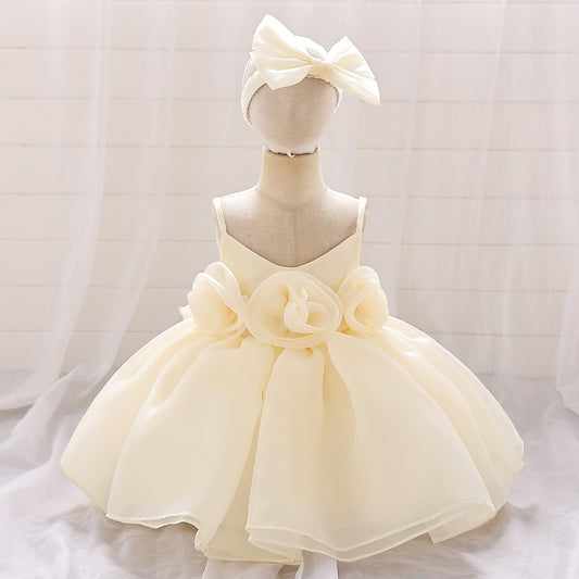 Cute Off-Shoulder Puffy Mesh Baby Ball Gown Dress for Special Occasions