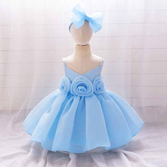Cute Off-Shoulder Puffy Mesh Baby Ball Gown Dress for Special Occasions