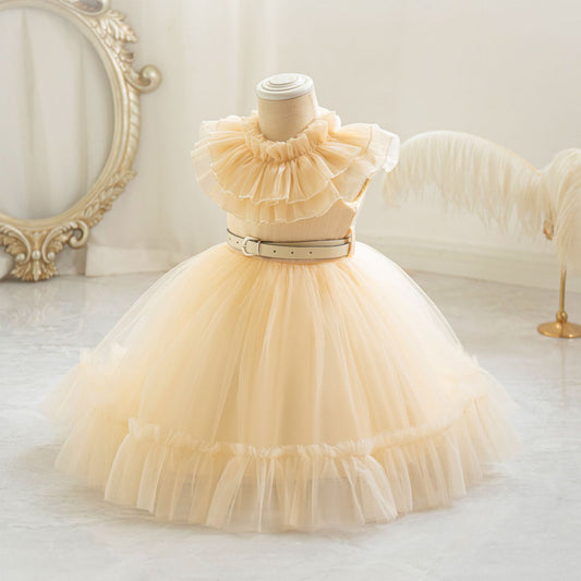 Cute Puffy Mesh Ball Gown Dress for Girls | Tea-Length Princess Dress
