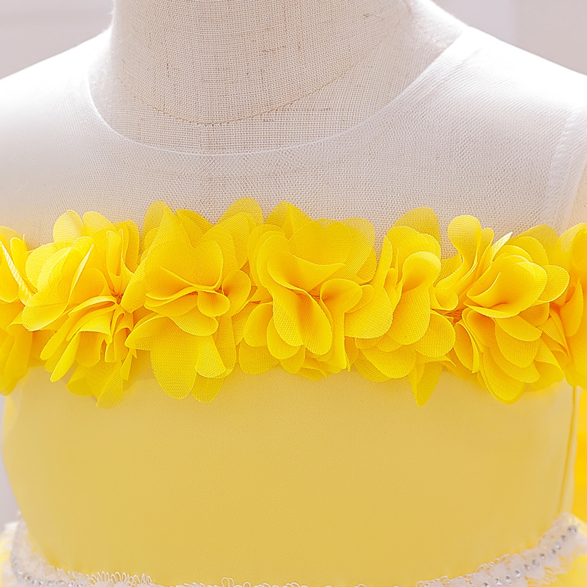 Puffy Off-Shoulder Princess Dress for Girls | High-Low Mesh Flower Girl Gown