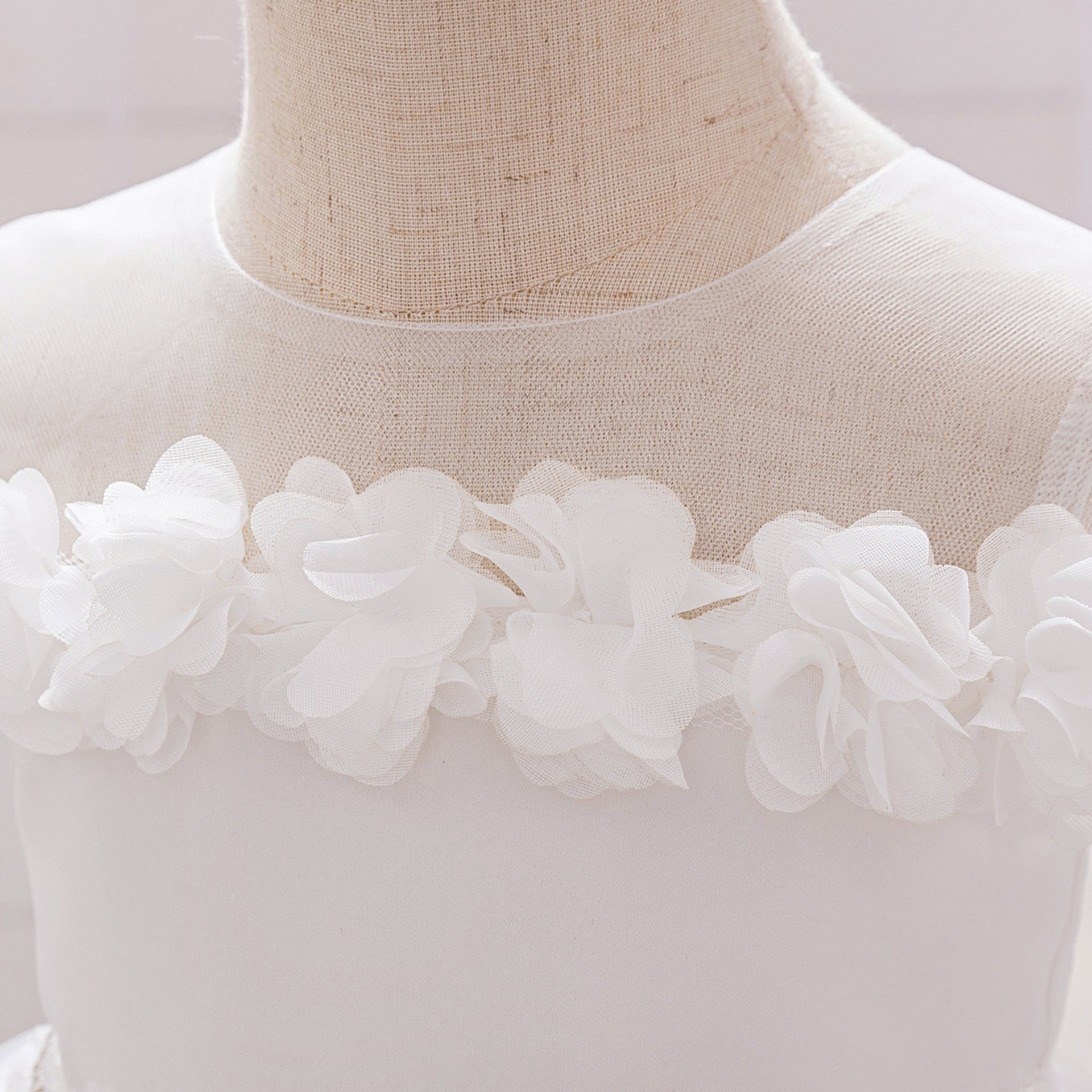 Puffy Off-Shoulder Princess Dress for Girls | High-Low Mesh Flower Girl Gown
