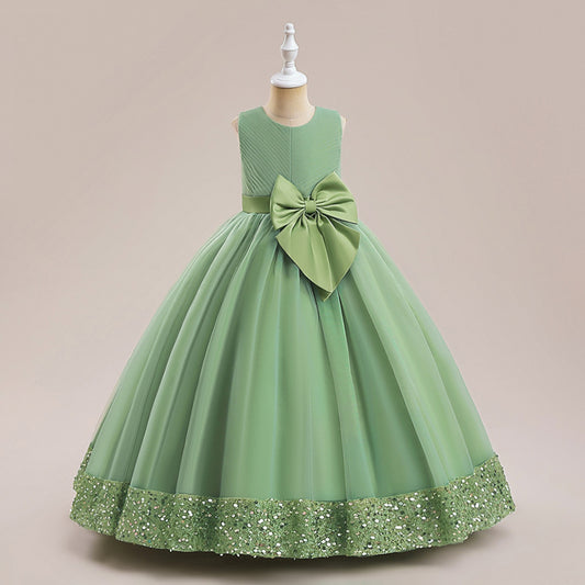 Puffy Ball Gown Dress for Girls Tea Length – Princess Party & Flower Girl Outfit