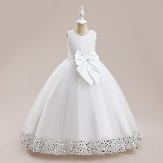 Puffy Ball Gown Dress for Girls Tea Length – Princess Party & Flower Girl Outfit