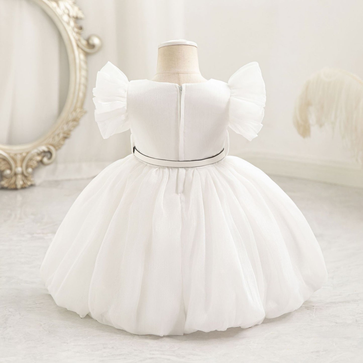 Puffy Princess Ball Gown for Toddlers - Pleated Tea Length Dress for Parties & Weddings
