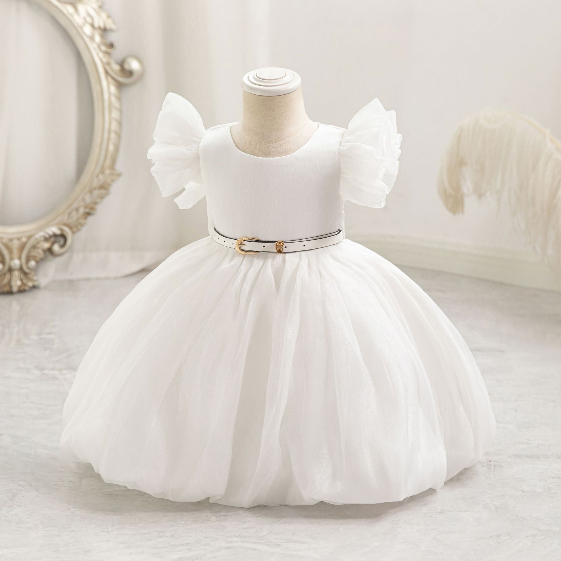 Frocklet Puffy Princess Ball Gown for Toddlers - Pleated Tea Length Dress for Parties & Weddings 9