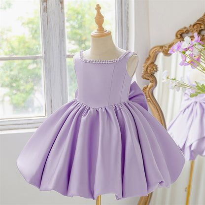 Frocklet Puffy Bowknot Satin Flower Girl Dress – Princess Ball Gown for Kids 37